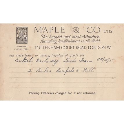 Maple & Co Furniture Shop Tottenham Court Road London Old Advertising Postcard