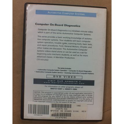 Computer On-Board Diagnostics (OBDII) DVD Video Meridian Educational Corp.