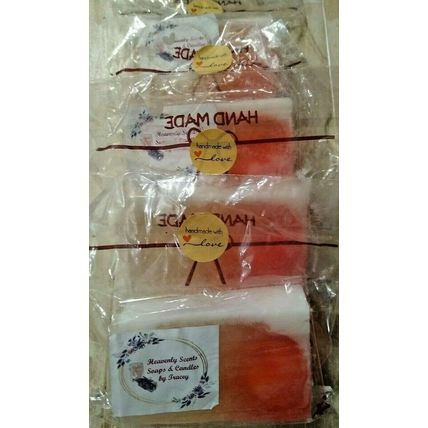 Lot of 4 Homemade Pink Grapefruit Glycerin Soap w/Pink Heart Imbed 4-5 Oz Each