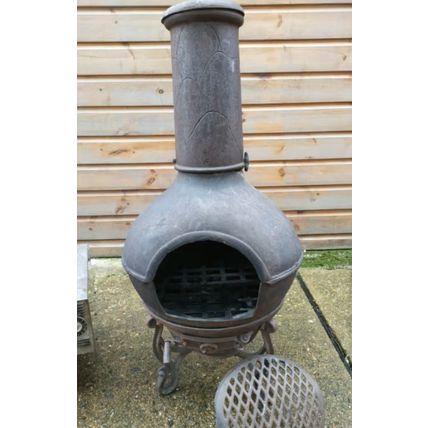chimenea chiminea cast iron wood burner bbq pizza oven grill oven cooker garden