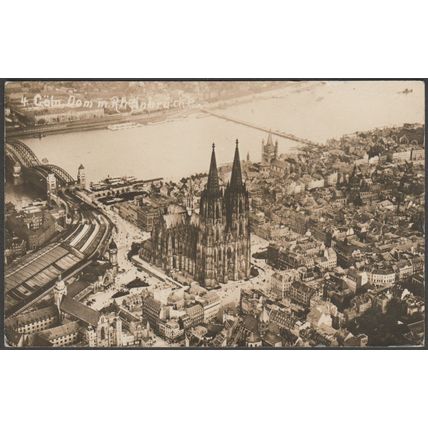 Flugbild, Dom, Bahnhof und Rheinbrücke, Cöln, c.1910s - Foto-AK
