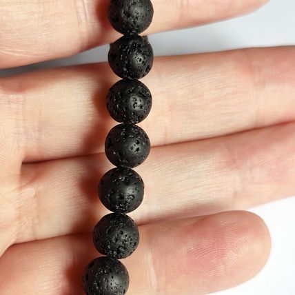 Lava 8mm Semi Precious Gem Stone Beads Black Pumas 46 Beads 15" long NB19
