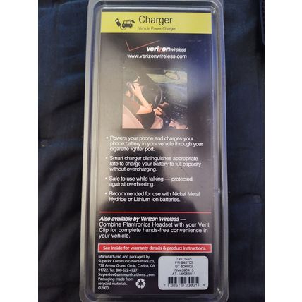 GENUINE VERIZON WIRELESS Car Charger for NOKIA 3000/5000/6000 Series-NEW-SEALED