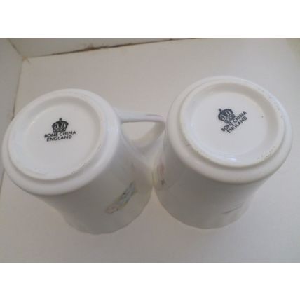 2 - Flora Design - Fine Bone China - Mugs/Cups/Beakers - Black Crown Mark