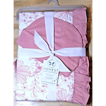 Honest Baby Clothing Organic Stroller Pink Blanket & Cap Set Baby Shower NEW