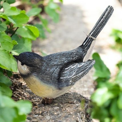 Yellow-Bellied Blue Tit Bird Resin Figurine by Transpac - Head & Tail Tilted Up