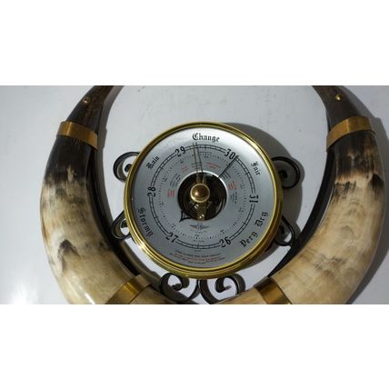 vintage s b shortland horn barometer weather station brass farm hunter lodge vtg