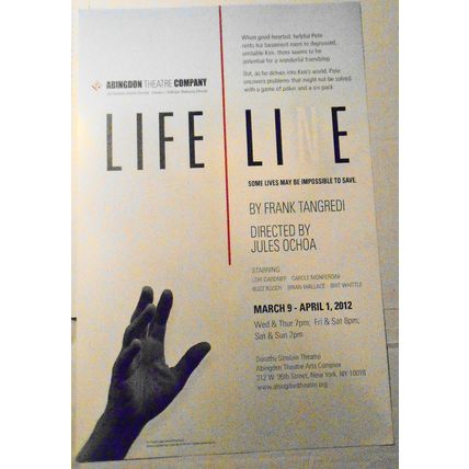 LIFELINE - 2012 poster, Dorothy Strelsin Theatre, New York City Abingdon Company