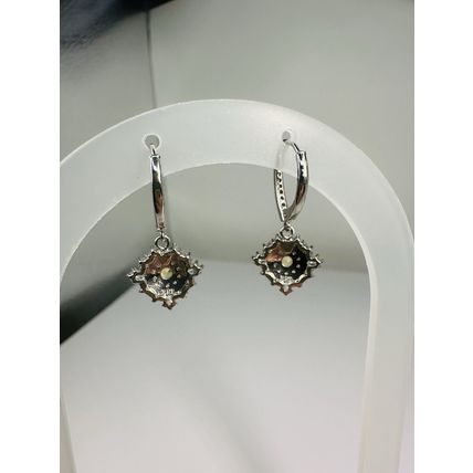 Ring Bomb Party Star W/ Yellow Orange Radiant Gem Dangle Drop Earrings