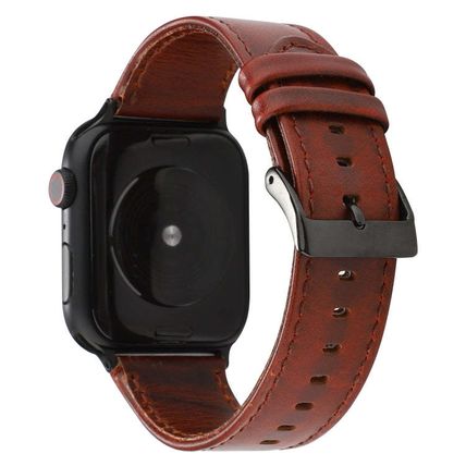 Oil Wax Crazy Horse Texture Genuine Leather Strap, For Apple Watch Series, For A