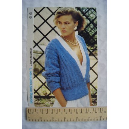 1986 Spring & summer 1 V-necked cardigan, Phildar Skate, 86-102 cm bust