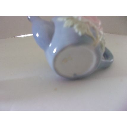 Miniature Tea Pot Blue with Pink Rose 4"