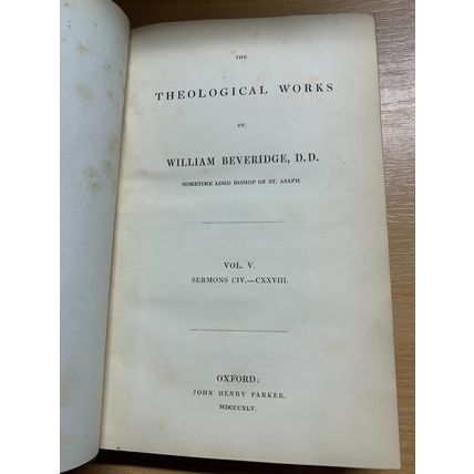 RARE* 1845 "THEOLOGICAL WORKS OF WILLIAM BEVERIDGE" VOL 5 ANTIQUE BOOK (P5)