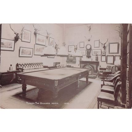 Tehidy Billiard Room Deer Hunting Heads Cornwall Old RPC Postcard