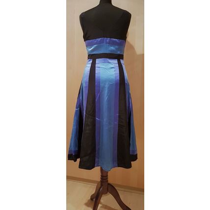 Monsoon 100% Silk Blue Black Colour Block Dress 10 UK
