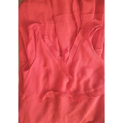 Moda International Red Georgette Chiffon Tiered Dress Small 8 -10 UK