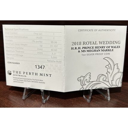 1 Oz Silver Proof Collectible 2018 Royal Wedding You Will Receive # 1347 Of 5000