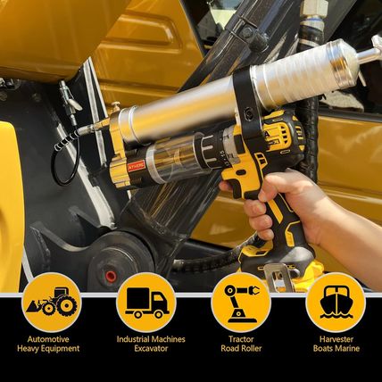 Electric Grease Gun Drill Adapter with 14 OZ Load, Locking Grease Gun Coupler, 1