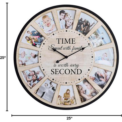 Large Picture Frames Collage Wall Clock, Vintage Rustic Clock Wall Decor, Big Fa