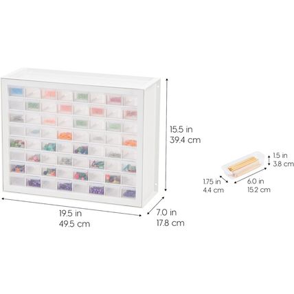 IRIS USA Bead Organizer Storage Bin Drawer Cabinet, 64-Drawer Plastic Organizati