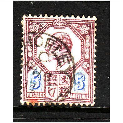 GREAT BRITAIN 1902 SG 242 5d DULL PURPLE & ULTRAMARINE FINE USED #4