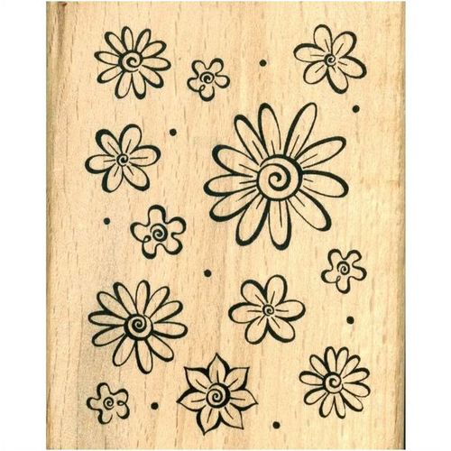 Stamp wood mount flower petals background 76 mm x 51 mm #001