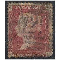 1858 SG43 1d Red Plate 117 Good Used Check Letters "MA".