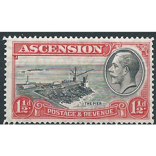Ascension Island 1934 SG23 1 1/ 2d Black & Scarlet Mounted Mint .. ..