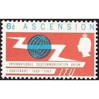 Ascension QEII 1965 ITU 6d Blue & Chesnut Unmounted Mint NHM SG 88 Sc 93 Stamp