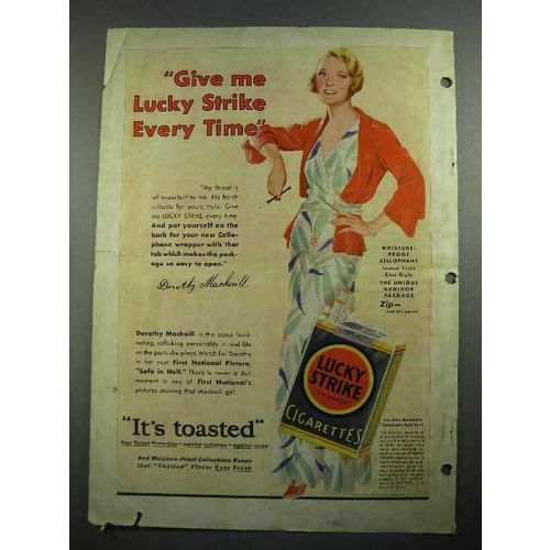 1931 Lucky Strike Cigarettes Ad - Dorothy Mackaill