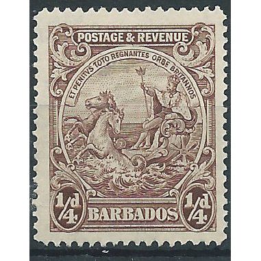 Barbados 1925 SG229 1/4d Brown Mounted Mint.. .