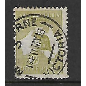 AUSTRALIA 1915 3d YELLOW OLIVE SG 37 FINE USED