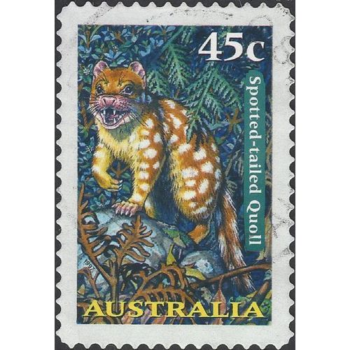 AUSTRALIA, MAMMALS, Spotted-tailed Quoll s/a, green 1997, 45c, #2