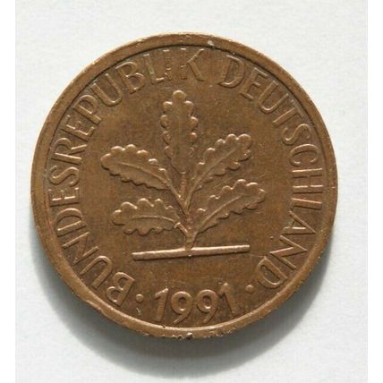 1991 German 1 pfennig coin