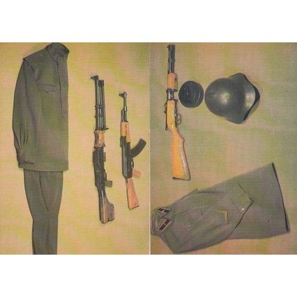 Soviet Motorized Soldier Helmet Commander Rybalko Uniform Postcard s