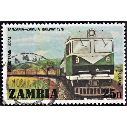 ZAMBIA, 1976 25n Goods Train, SG256 (Scott #165), used