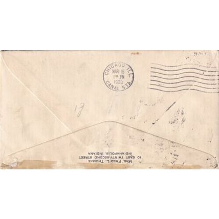 United States 1933 Indianapolis IND-Chicago ILL Cover Indianapolis cancel VGC