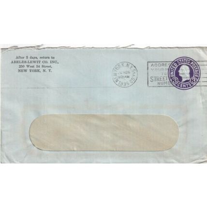 United States 1935 Abeles-Lewit Co.Inc New York Station Cover