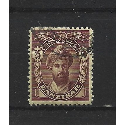 Zanzibar.SG307 25c Sultan Khalifa bin Harub (Purple/Yellow).Fine Used.Jul24b