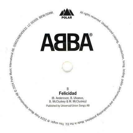 ABBA ~ HAPPY NEW YEAR 2025 ~ LIMITED EDITION WHITE COLOR VINYL 7" 45rpm NUMBERED