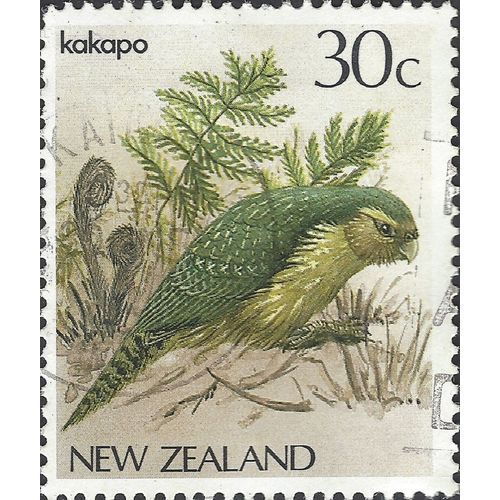 NEW ZEALAND, BIRD, Kakapo, Strigops habroptila, brown 1986, 30c, #3