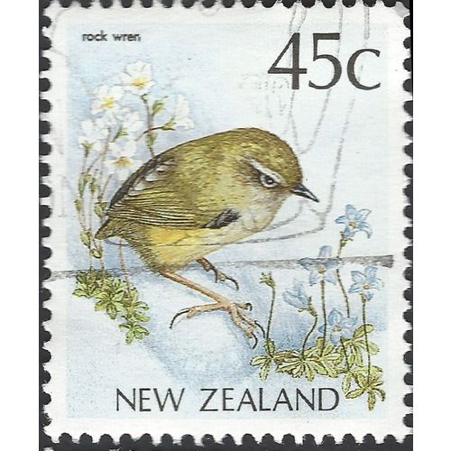 NEW ZEALAND, BIRD, Rock Wren, Falco novaeseelandi, blue 1986, 45c, #3