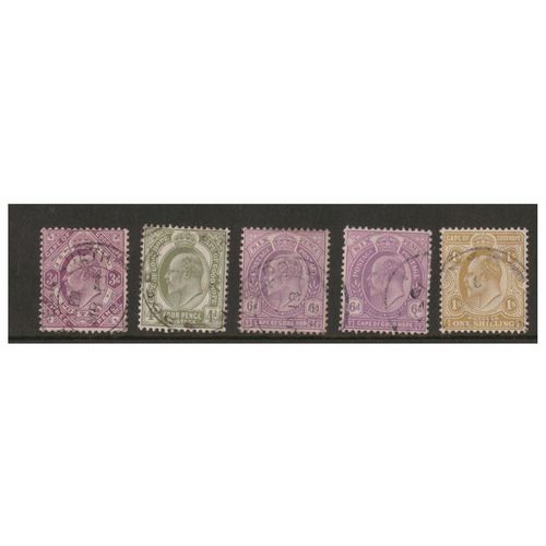 CAPE OF GOOD HOPE 1902 KING GEORGE V DEFINITIVES 5 VALUES TO 1/- VERY FINE USED