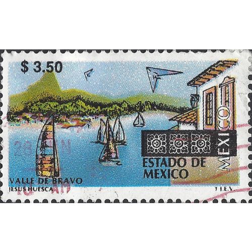 MEXICO, Valle de Bravo, Boats, blue 1997, $3.50