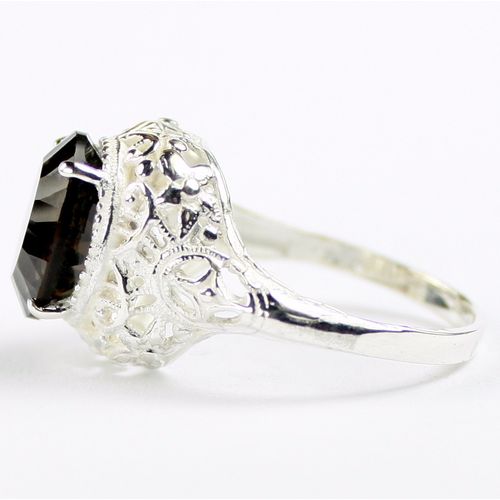 Smoky Quartz, 925 Sterling Silver Antique Style Filigree Ladies Ring, SR009