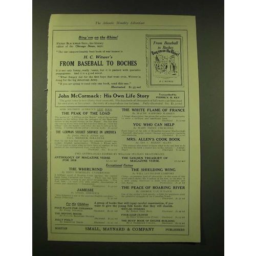 1918 Small, Maynard & Company Ad - Bing'em on the Rhine!