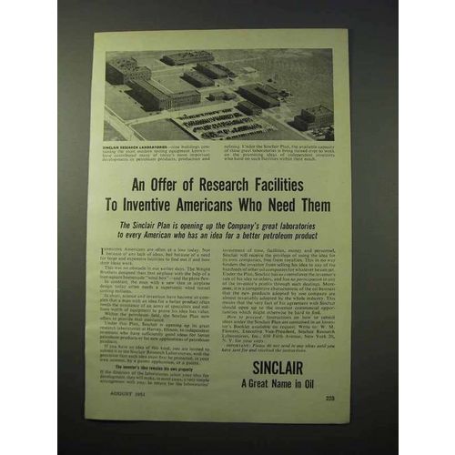 1951 Sinclair Oil Ad - An Offer of Research Facilities