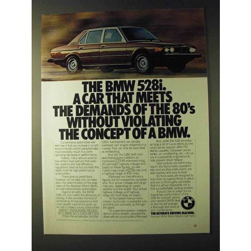 1979 BMW 528i Car Ad - Meets Demands of the 80's