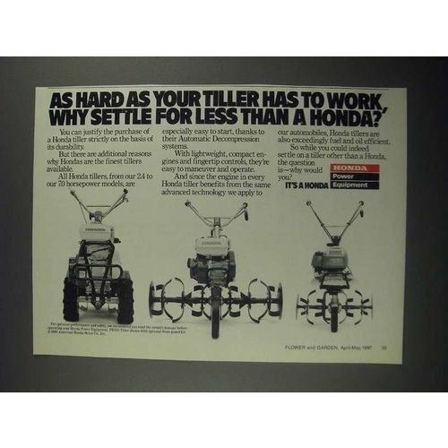 1987 Honda Tillers Ad - Why Settle For Less Than