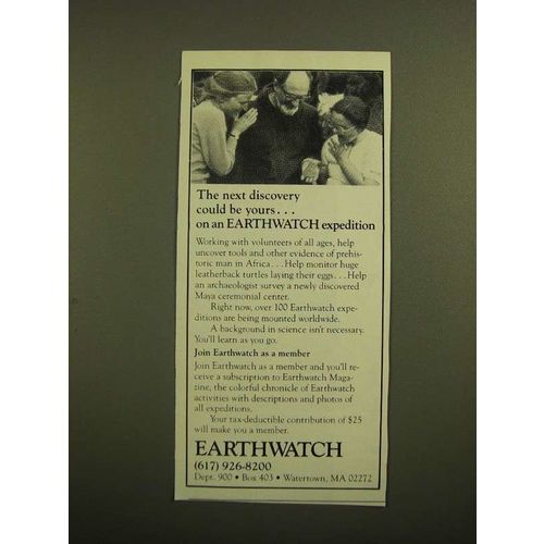 1988 Earthwatch Expedition Ad - The Next Discovery Could be Yours